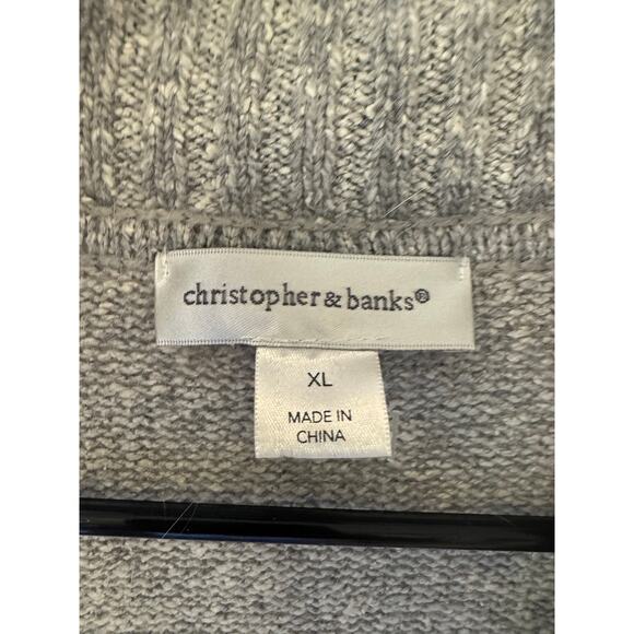 Christopher & Banks XL Gray Floral Cardigan Silk Rabbit Hair Blend - Picture 6 of 7